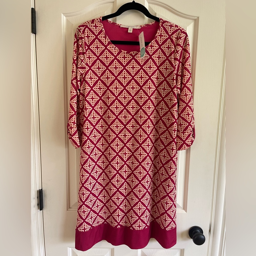 Geometric Pink and White Dress
